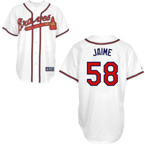 Juan Jaime #58 Youth Baseball Jersey-Atlanta Braves Authentic Home White Cool Base MLB Jersey
